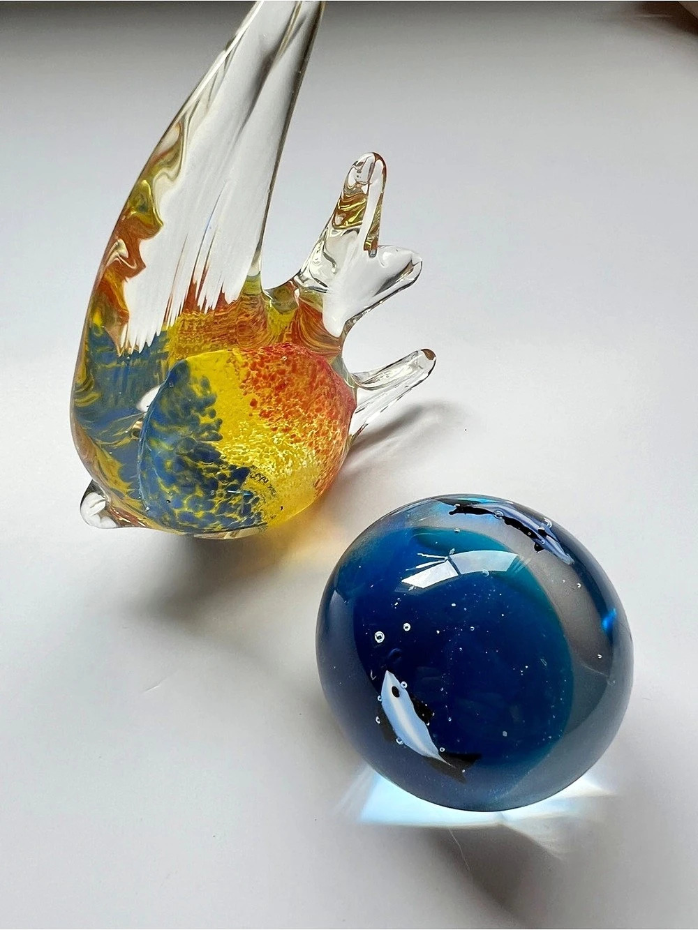 Murano-Style Glass Fish & Blue Orb